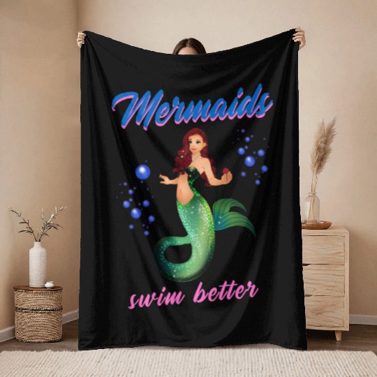 Mermaid Swimming Mermaids Swim Better Throw Blankets