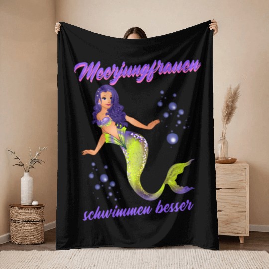 Mermaid Swimming Mermaids Swim Better Throw Blankets