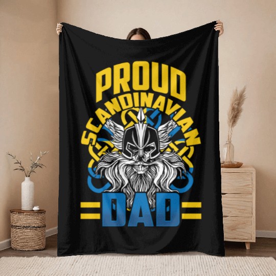 Proud Scandinavian Dad Swedish Scandinavia Nordic Throw Blankets