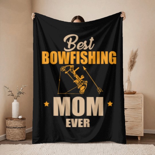 Best Bow Fishing Mom Throw Blankets