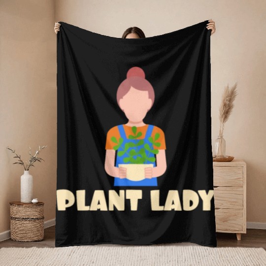 Plant Lady - Gardening Plant Power Farmer Throw Blankets