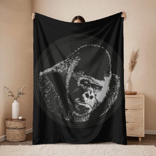 Gorilla ape Throw Blankets
