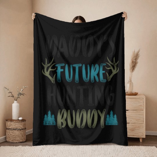 Buck Deer Hunting Hunter Kid Throw Blankets