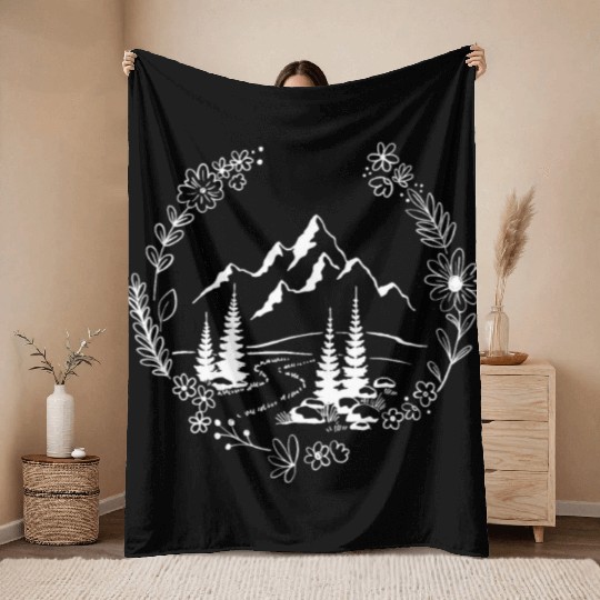 Flower Mountain Landscape Wilderness Forest Throw Blankets