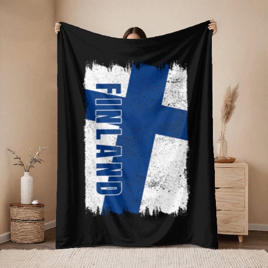 Finland flag Throw Blankets