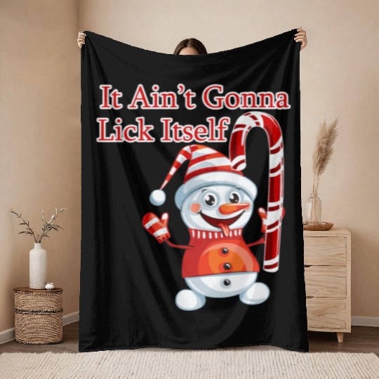 Christmas Holiday Candy Canes It'S Not Gonna Lick Throw Blankets