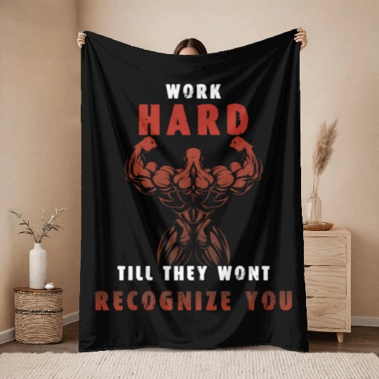 Work Hard / gym /workout /exercise Throw Blankets
