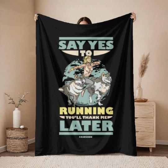 Run jogging sport race training gift Throw Blankets