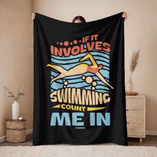 Swimming lifeguard swimming course outdoor pool gi Throw Blankets