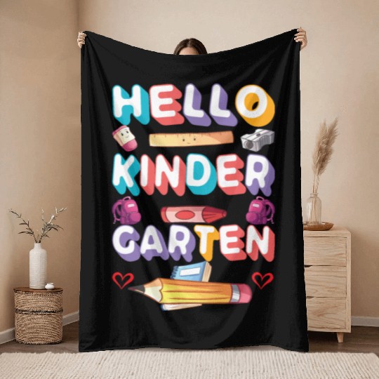 Hello Kindergarten Throw Blankets