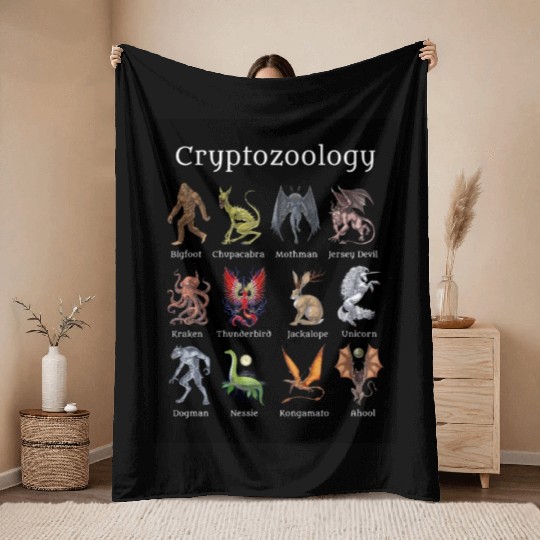 Cryptozoology Cryptid Creatures Throw Blankets