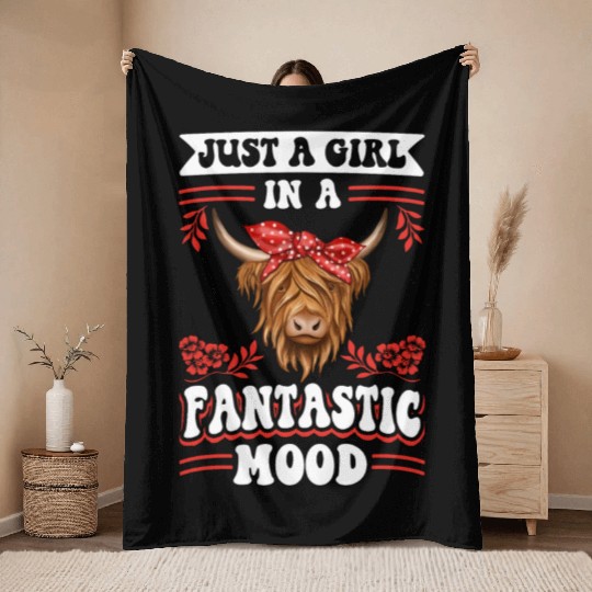 Scottish Highland Cattle Cow Throw Blankets