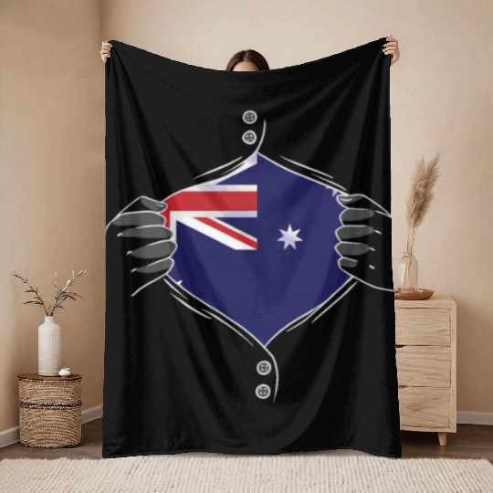 australia flag proud Throw Blankets