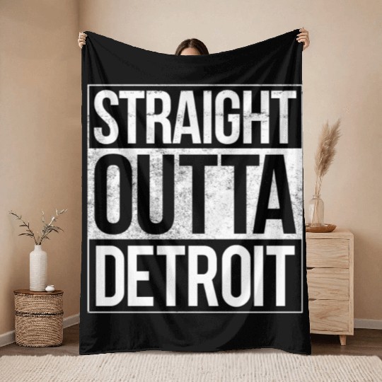 Straight Outta Detroit Michigan Throw Blankets