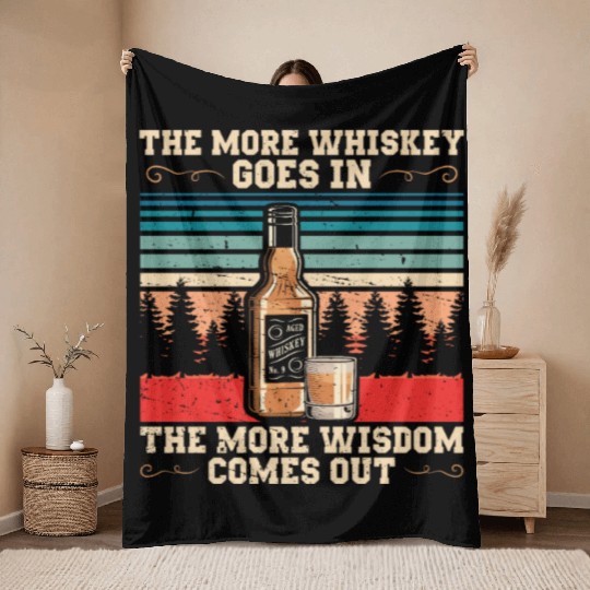 The More Whiskey Goes In | Bourbon Drinker Throw Blankets
