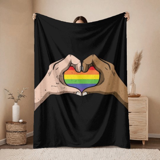 LGBT Rainbow Heart Gay Pride Lesbian Equality Gift Throw Blankets