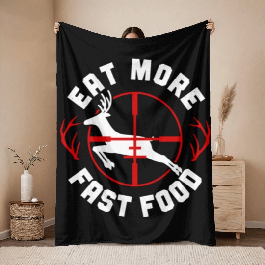 Buck Deer Hunting Hunter Vintage Throw Blankets