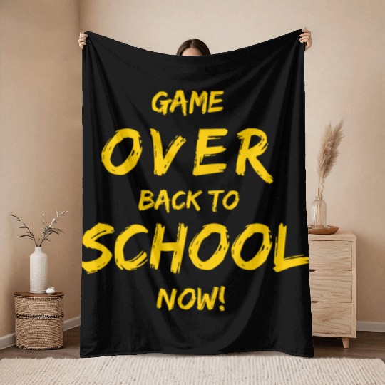 Game Over Back To School Throw Blankets