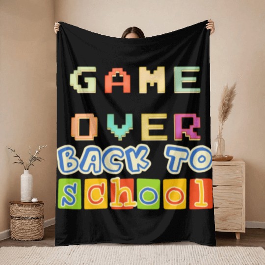 Game Over Back To School Throw Blankets
