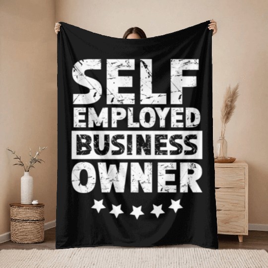 Self Employed Business Owner Work Freelancer Boss Throw Blankets