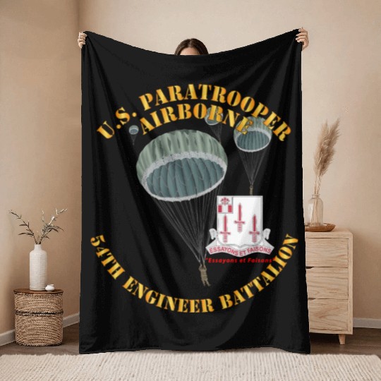 Army US Paratrooper 54th Engineer Battalion X 300 Throw Blankets