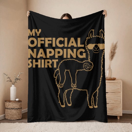 sloth llama napping Throw Blankets