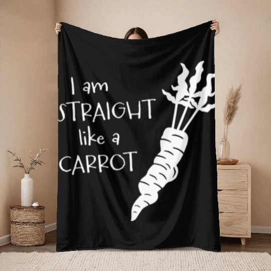 straight like a carrot - white uni I Throw Blankets