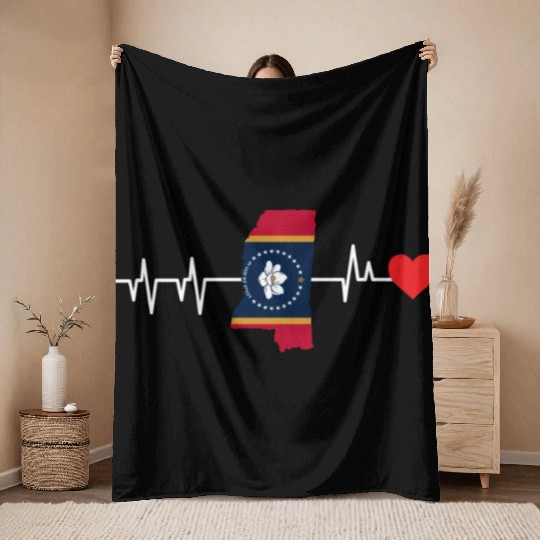 Mississippi Heartbeat Gift Throw Blankets