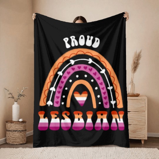 LGBT Pride Month Proud Lesbian Pride Rainbow Throw Blankets