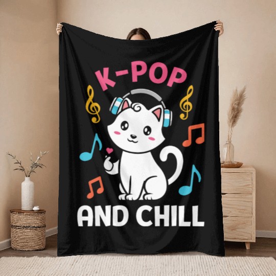 kpop and chill k pop music, korean pop music Throw Blankets