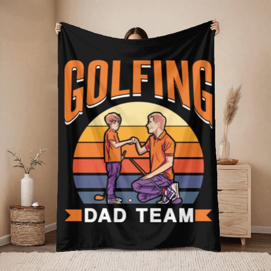 Golfing Dad Team Golfer Golf Father's Day Father Throw Blankets