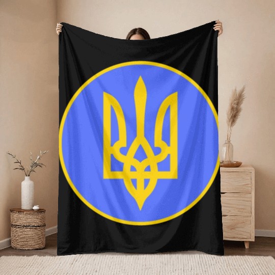 Ukraine trident Throw Blankets