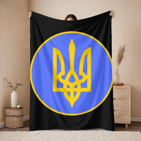 Ukraine trident Throw Blankets