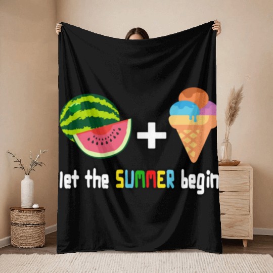 summer cool watermelon, ice cream vacation holiday Throw Blankets