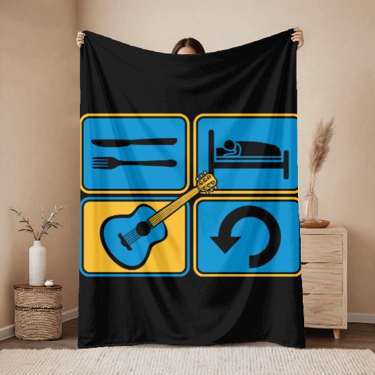 guitar play daily repeat Throw Blankets
