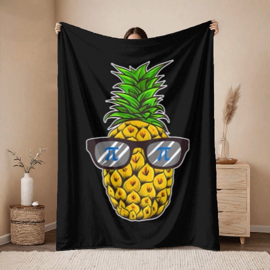 Pi Day Funny Pineapple Math Nerds Geeks Pi Symbol Throw Blankets