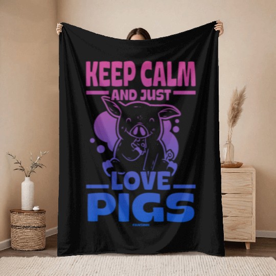 Pig animal piglet farm funny gift Throw Blankets
