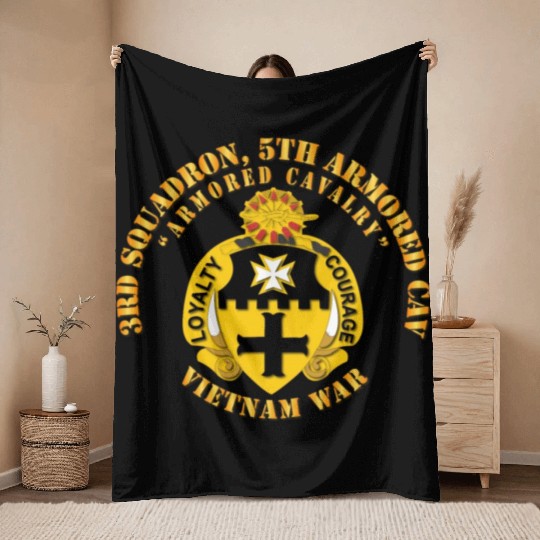 Army 3rd Squadron 5th Armored Cav Vietnam War Throw Blankets