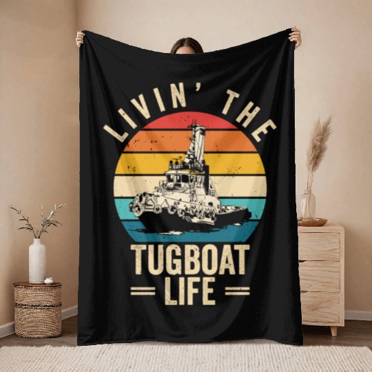 Tugboat Sailing Tugboat Life Watercraft Vessel Throw Blankets