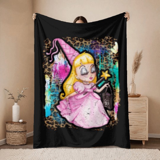 Halloween Witch Princess Tie Dye Throw Blankets