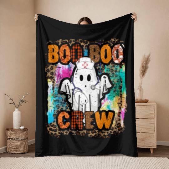 Halloween Boo Boo Crew Tie Dye Throw Blankets