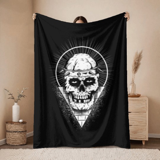 Bull Skull Throw Blankets
