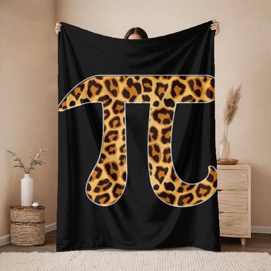 Pi Leopard Print Skin Cheetah Pi Day Math Nerd Throw Blankets