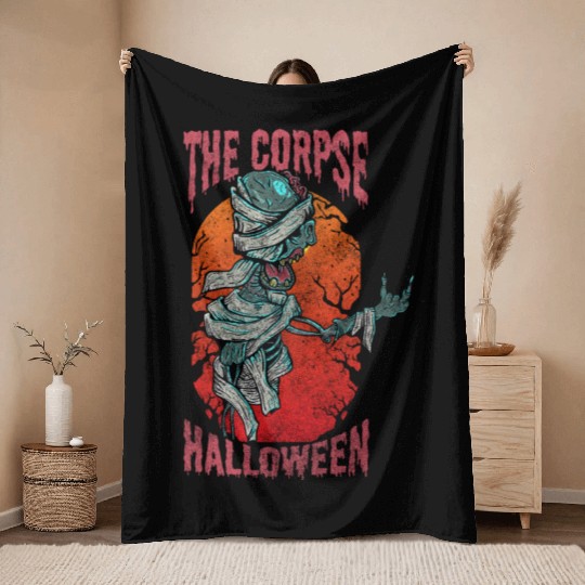 Mummy Creepy Anubis Throw Blankets