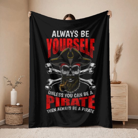 Pirate Treasure Hunter Buccaneer Captain Throw Blankets