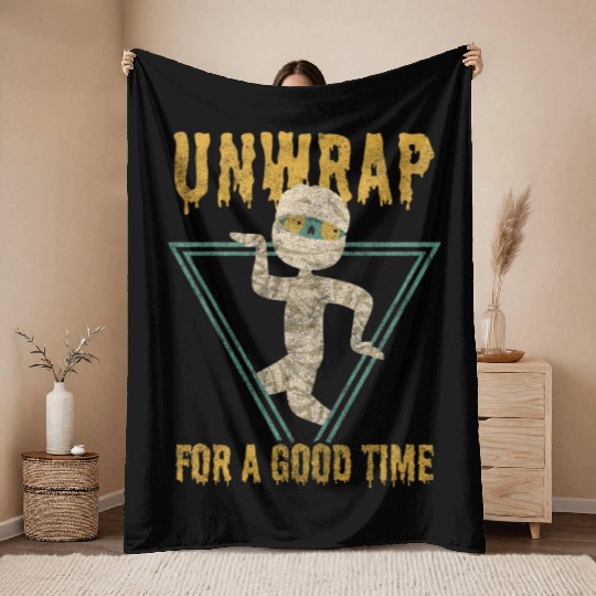 Mummy Fear Pyramid Anubis Throw Blankets