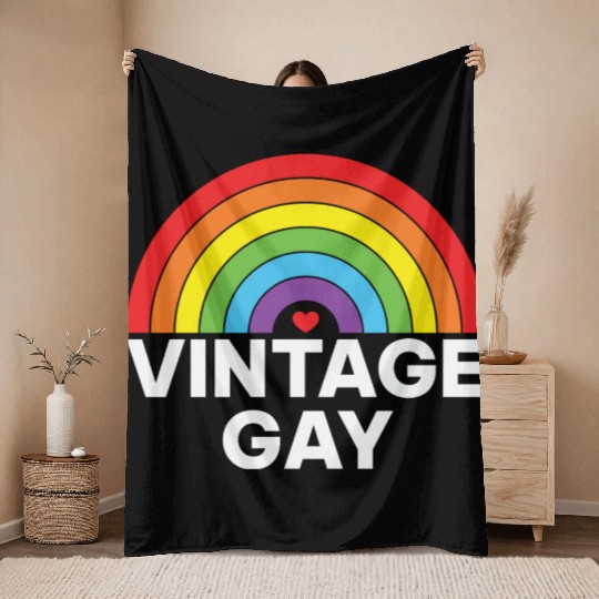 LBGT Flag Gay Pride Human Vintage Rainbow Throw Blankets