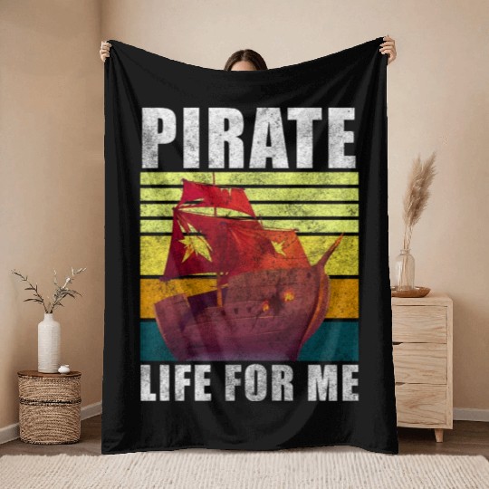 Pirate Treasure Hunt Parrot Ship Throw Blankets
