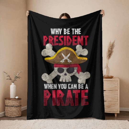 Pirate Ship Treasure Hunter Grappling Hook Captain Throw Blankets