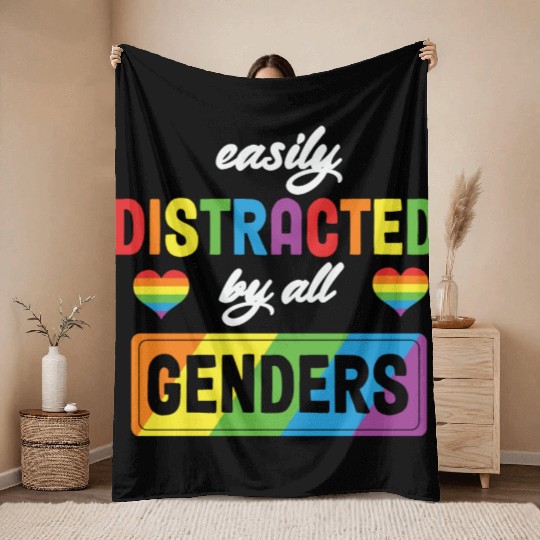 LBGT Flag Gay Pride Human Distracted by all Throw Blankets